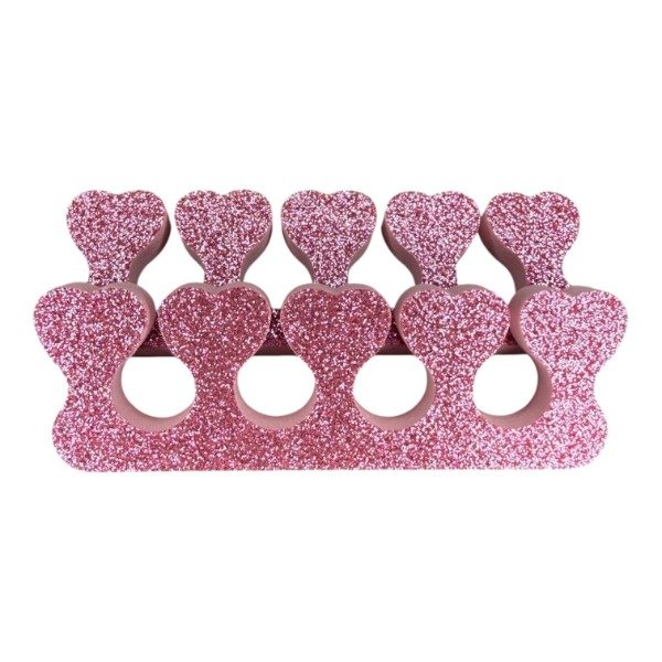 Producto - Separador De Dedos De Goma Rosa Glitter Pack X2 Unidades