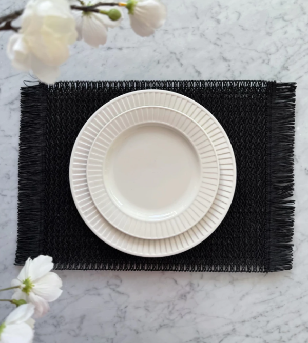 Producto - Individual rectangular fibras naturales negro- SETx2 - 3