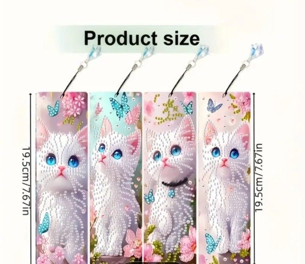 Producto - DIAMOND PAINTING KIT SEÑALADORES GATITAS BLANCAS X4