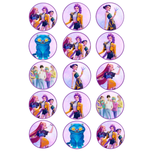 Producto - Lamina comestible cupcakes guerreras kpop