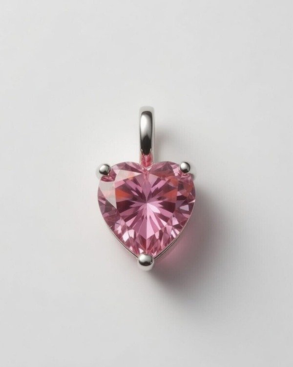 Producto - DIJE CORAZÓN DE MOISSANITA PINK PLATA 925