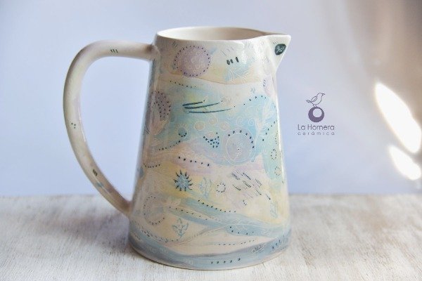 Producto - arra de Autor "Trazos Abstractos" - Grabada y Pintada a Mano (1.5 L)