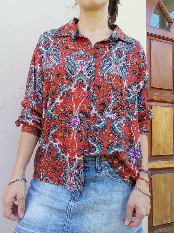 Producto - Camisa arabescos naranja - 1