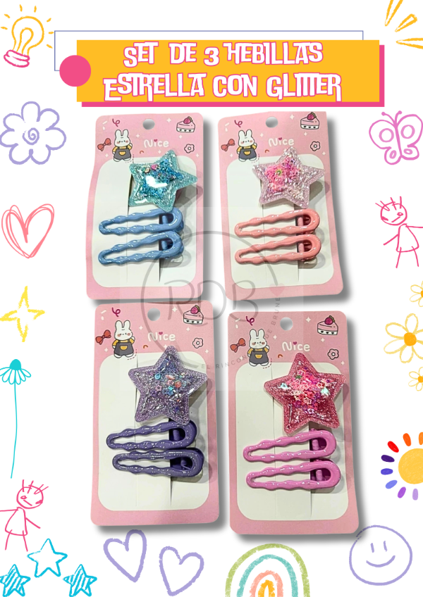 Producto - Set de 3 hebillas estrella