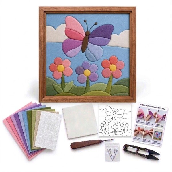 Producto - Kit Kinusaiga con bastidor Patchwork sin Costura MARIPOSA - 0