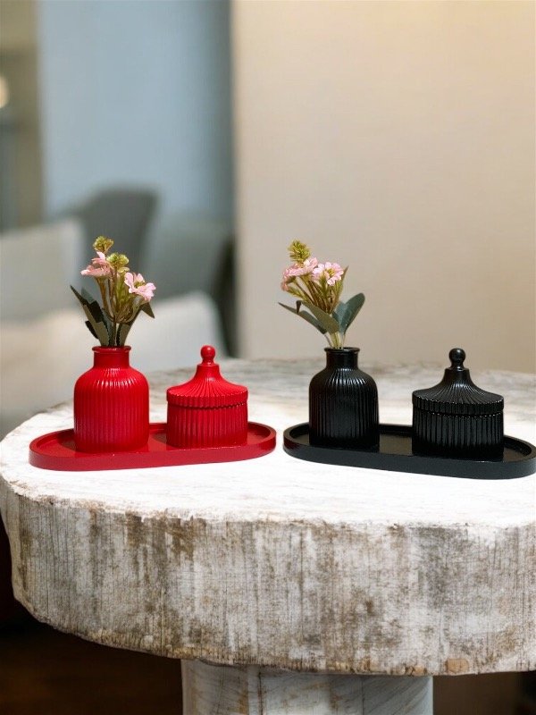 Producto - COMBO #17 Bandeja ovalada 23cm + Alhajero circus + Florero