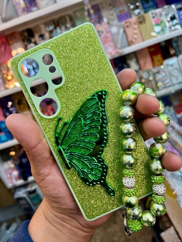 Producto - Funda Diseño Mariposa con Soporte y Stras Samsung S25 ultra