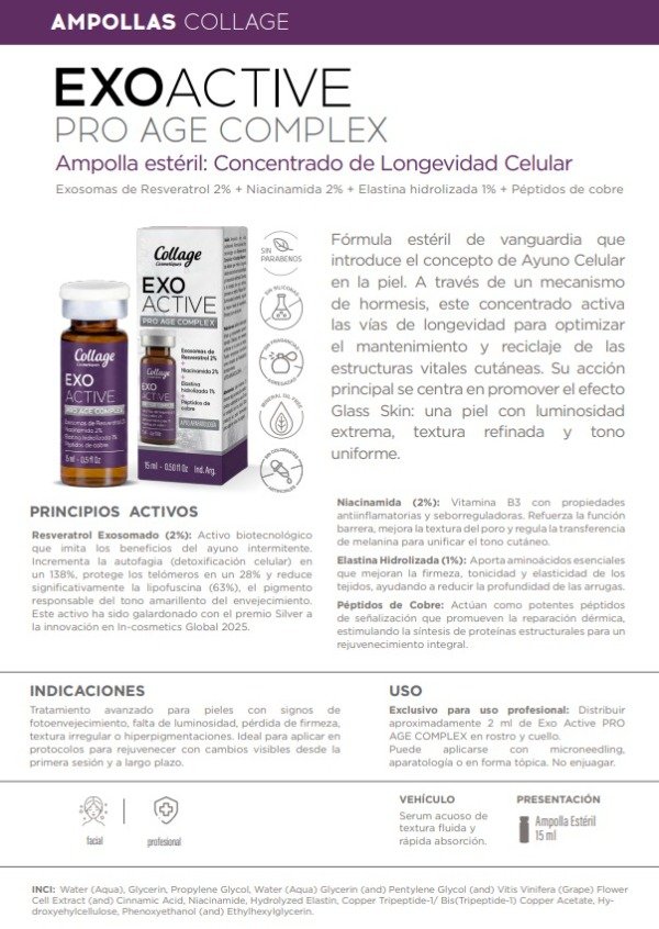 Producto - Collage Ampolla Pro Age Active Complex Exosoma 15ml