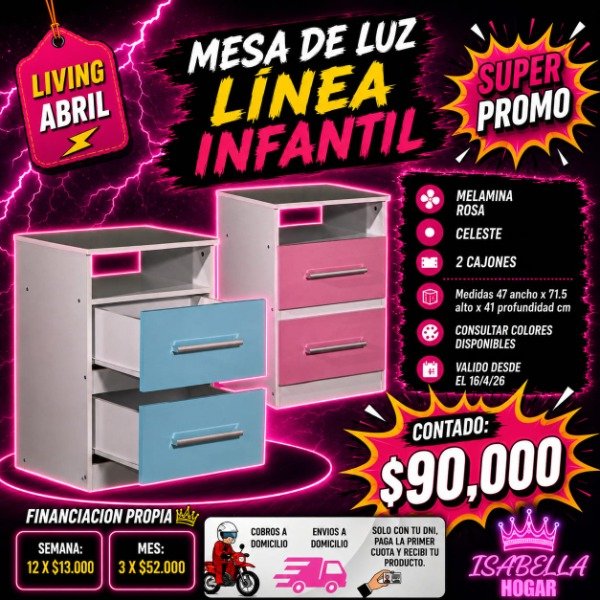 Producto - MESA DE LUZ LINEA INFANTIL MELAMINA