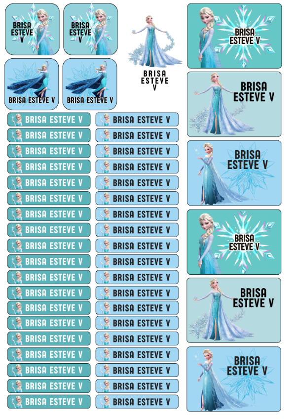 Producto - Frozen Elsa Etiqueta escolares Personalizadas Aprueba de agua plancha A4