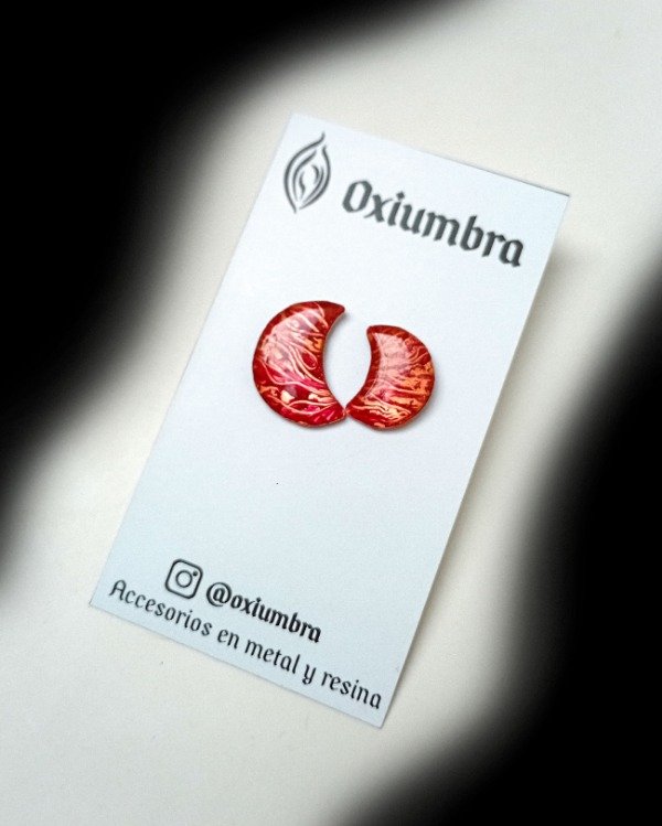 Producto - Aretes Asimétricos Luna (cobre y rojo)