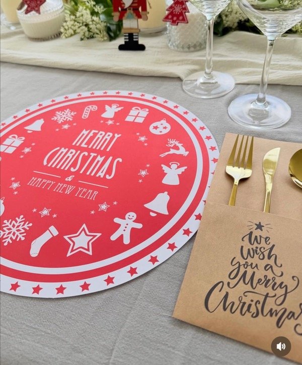 Producto - Plato de sitio Merry Christmas rojo x 20 unidades
