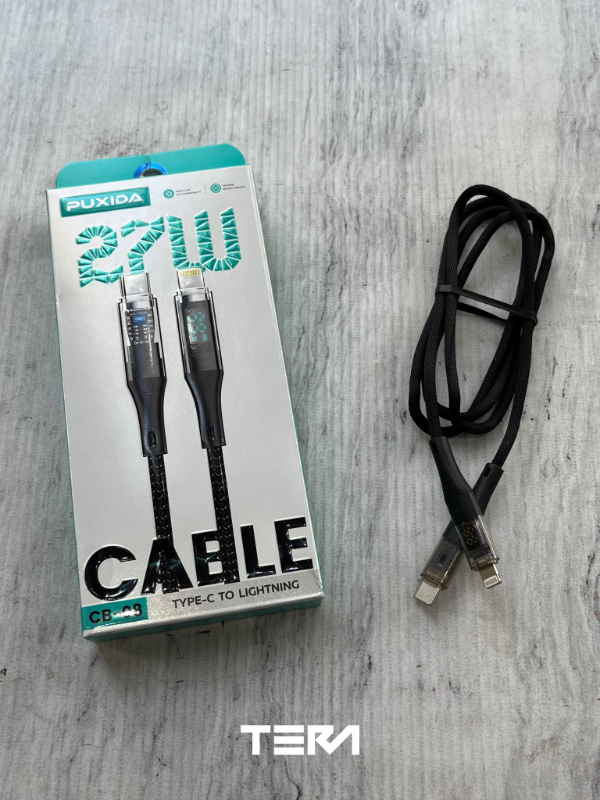 Producto - Cable con medidor de energía digital Puxida C a Lightning Carga Rápida 27W