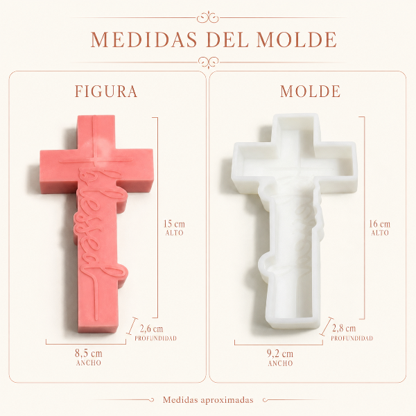 Producto - Molde Cruz Frase Bendecido L905