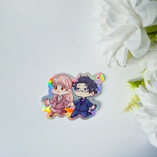 Producto - Sticker Vinilo Holografico - Momose y Hirotaka