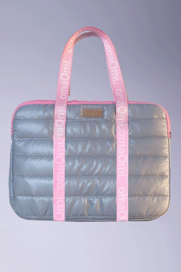 Producto - Porta notebook puffer DORIS POP gris y rosa