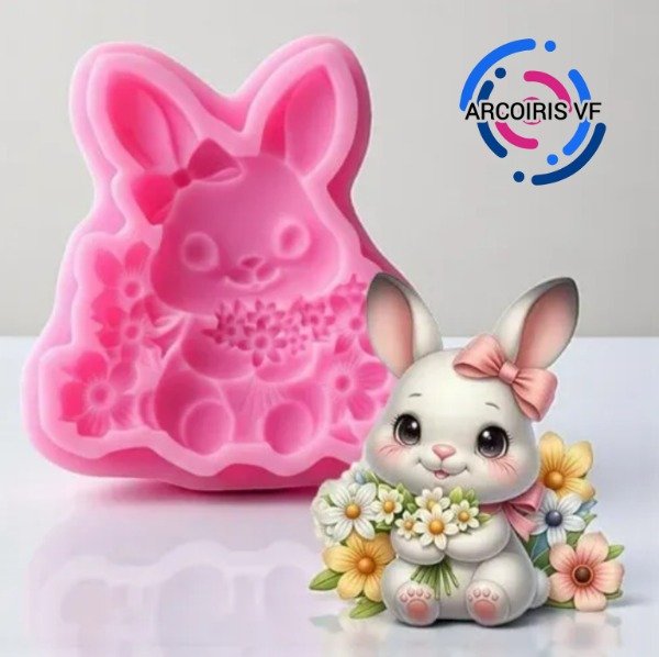 Producto - Molde conejita pascuas flores