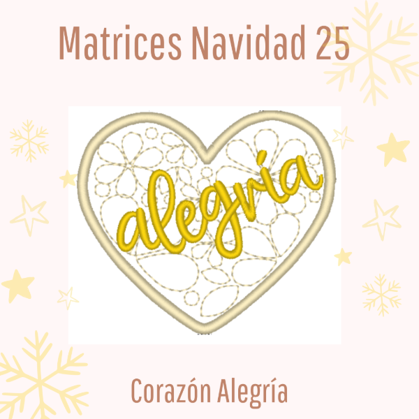 Producto - Matriz de Bordado - "Corazón Alegría" - Adorno Navidad 2025 - Estilo ITH