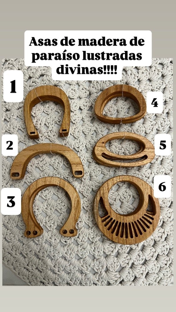 Producto - Par de Asas o manijas para carteras madera paraíso lustrado