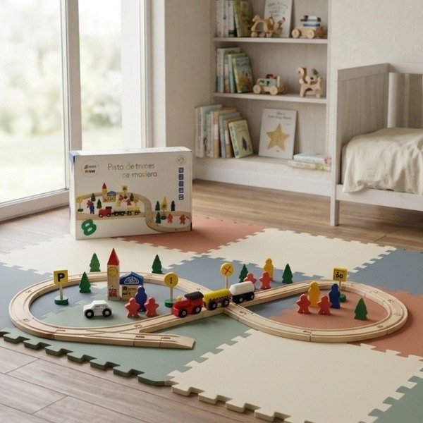 Producto - Pista de Trenes de Madera para Armar