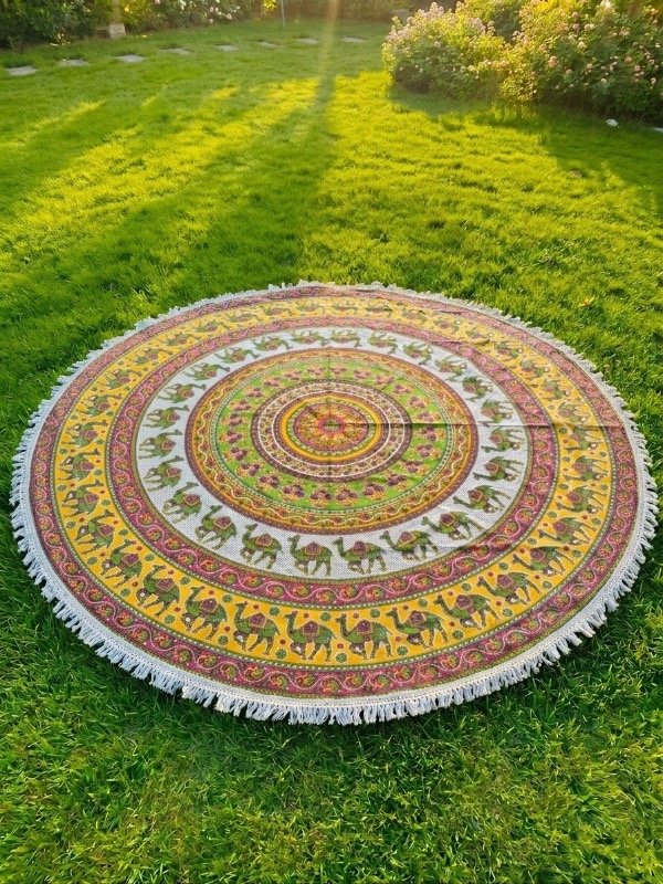 Producto - Manta con flecos, modelo circular - 0