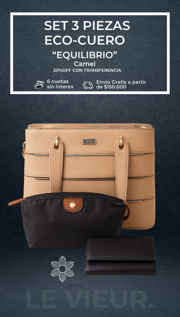 Producto - SET 3 PIEZAS ECO-CUERO "EQUILIBRIO" CAMEL