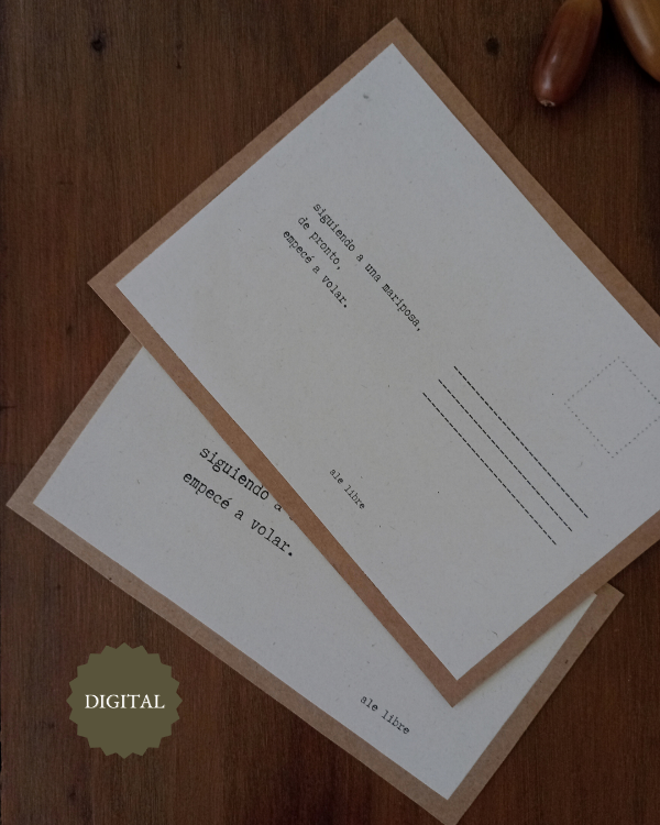 Producto - Tarjeta + Postal imprimible 'Vuelo de Mariposa'