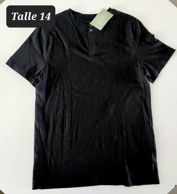 Producto - Remera manga corta HyM talle 14+ negra botones
