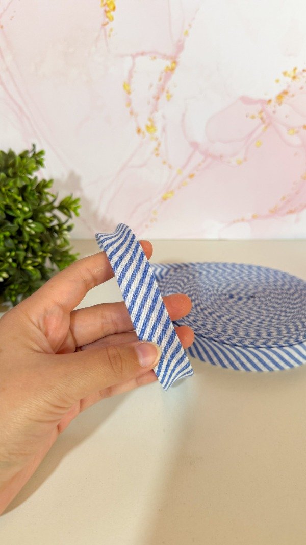 Producto - Cinta bies rayada azul - 3mts