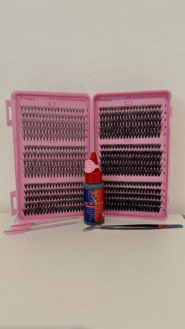 Producto - Libro de pestañas Pinky - 10D al 60D - Pegamento Salón Pro Sec rápido