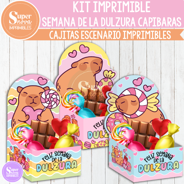Producto - KIT IMPRIMIBLE SEMANA DE LA DULZURA CAPIBARAS CAJAS BANDEJA ESCENARIO