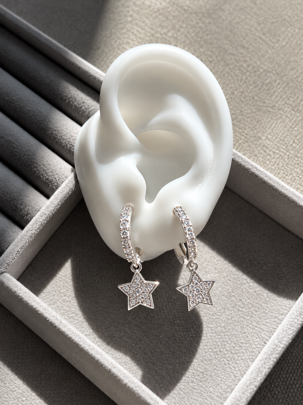 Producto - Aros Huggies star 1,5cm Plata 925 lam - 0