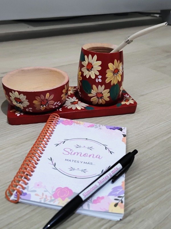 Producto - SET Bordó Con anotador y lapicera
