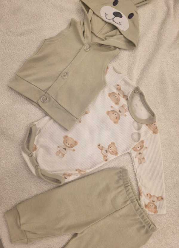Producto - Conjunto de 3 Piezas para Bebé Body, Pantalón y Chaleco con Capucha - 5