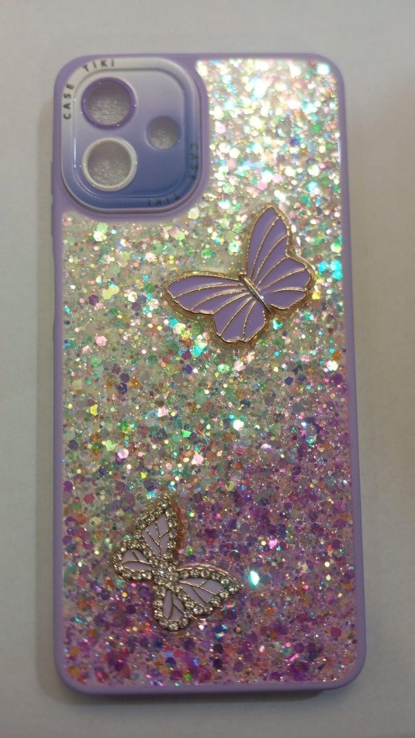 Producto - Funda con glitter y charms Lila para Samsung A07