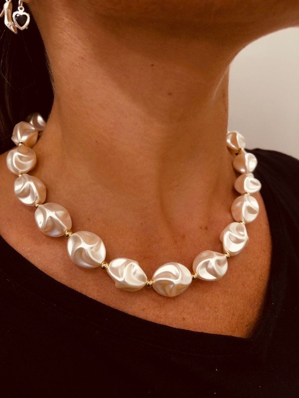 Producto - Gargantilla Perla Golden Coral XXL con extensión