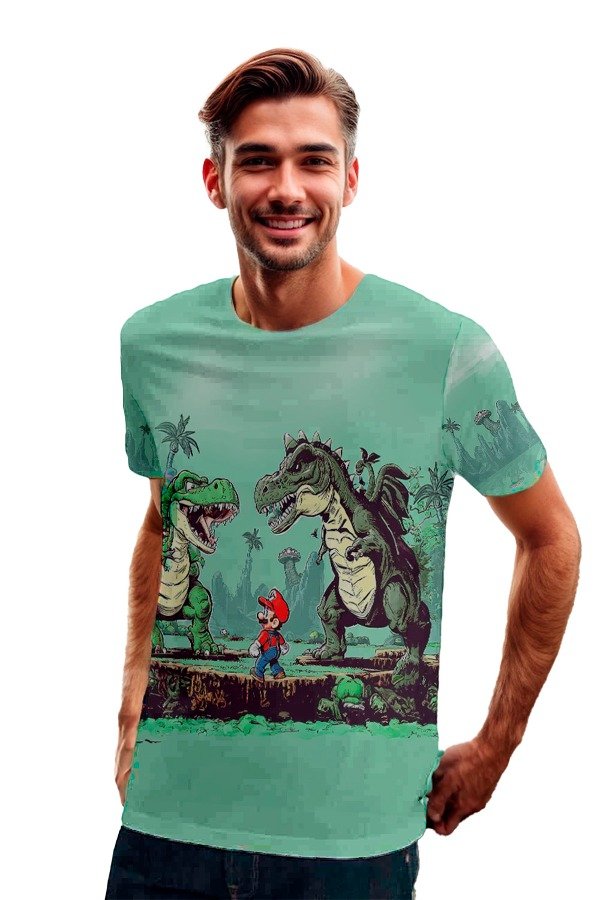 Producto - Remera Mario y la isla de los dinosaurios Nerdix RT016