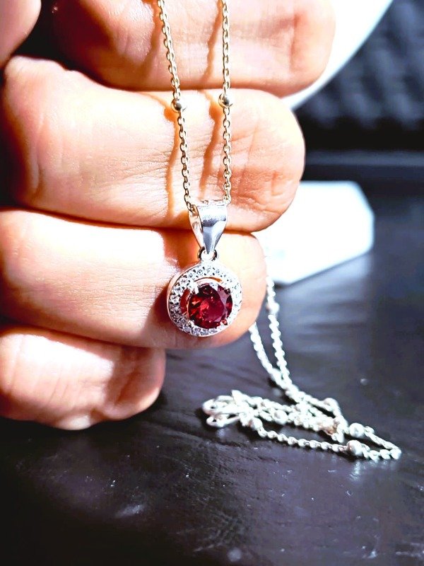 Producto - Collar Punto Rojo - Plata 925