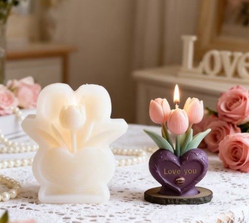 Producto - Molde de silicona para VELA/Florero con tulipanes