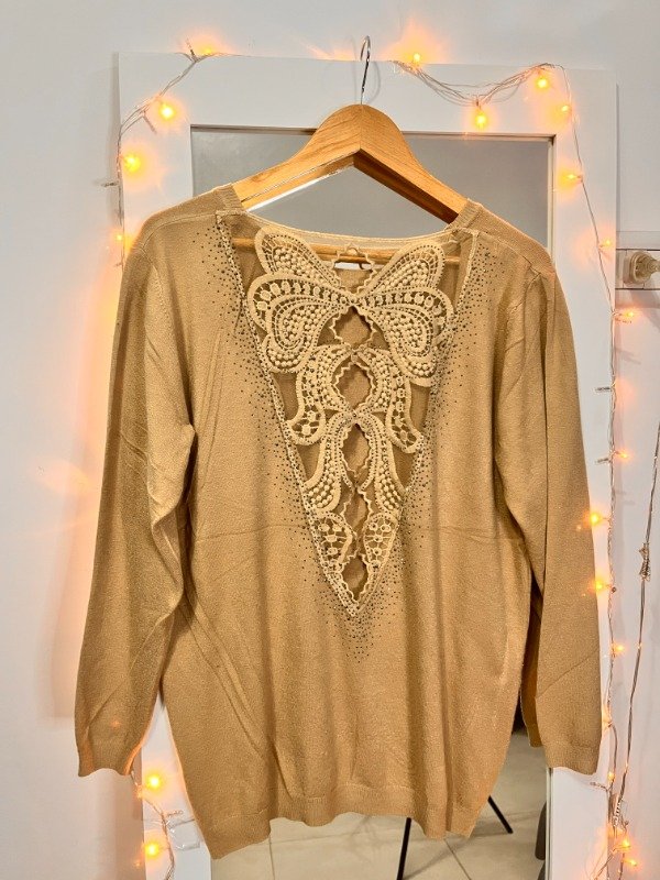 Producto - Sweaters Importados Espalda Brillos Strass - L-XL BEIGE -TRANSFERENCIA 48.000