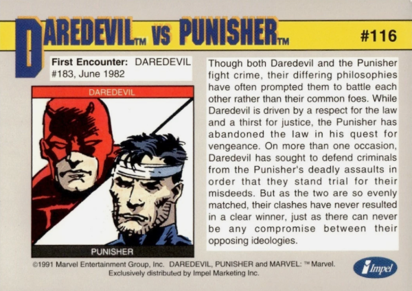 Producto - 1991 Impel Marvel Universe II  #116 - Daredevil vs. Punisher AE - 1