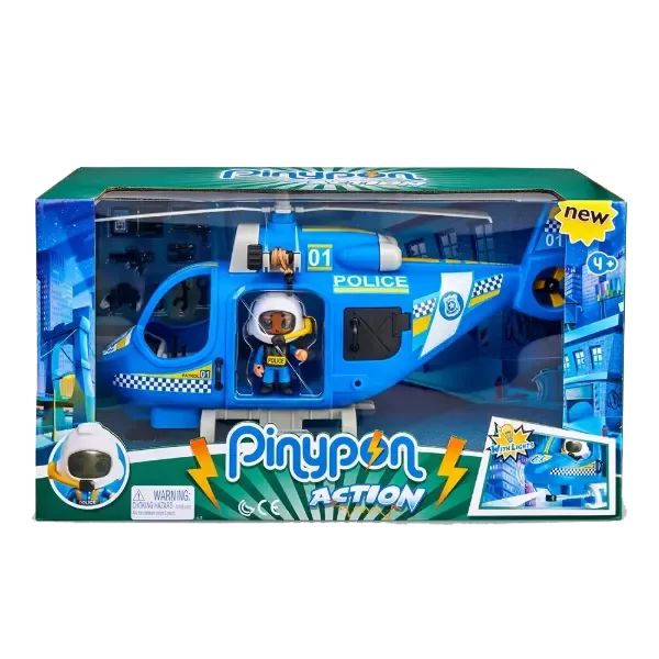 Producto - Helicoptero Policia Con Luz + 1 Figura + Acc Pinypon Action Policia