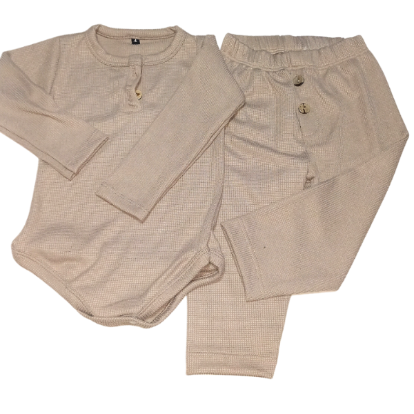 Producto - Body + pantalon wafle marrón