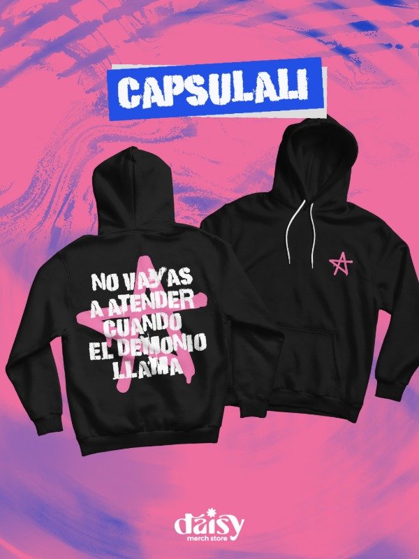 Producto - Hoodie Lali No vayas a atender cuando el demonio llama.