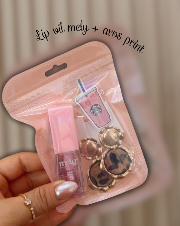 Producto - Combo Beauty/ Aros print / lip oil mely