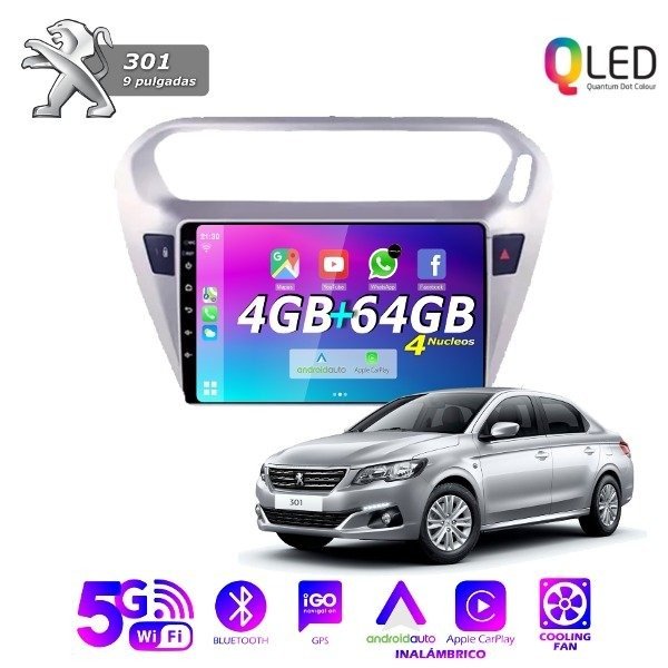Producto - MULTIMEDIA PEUGEOT 301  - 4G 64M - 9" CON CAR PLAY Y ANDROID AUTO