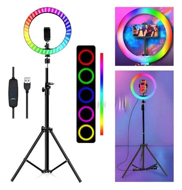 Producto - Aro De Luz Led RGB 30 cm + Trípode 2 metros - 0