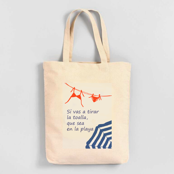 Producto - Tote bag Si vas a tirar la toalla ... sombrilla Azul
