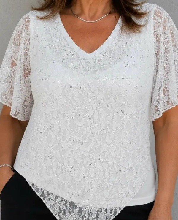 Producto - Blusa de Encaje con Manga punta pico Señora - 4