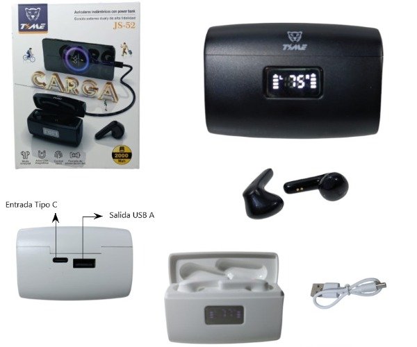Producto - Auricular Bluetooth con Power Bank 200mAh